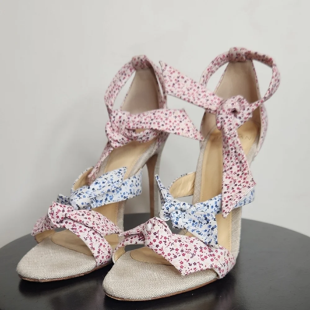 Alexandre Birman Lolita Bow Floral Heels Sandals Size 6 Designer Ankle Tie bow - Picture 3 of 11